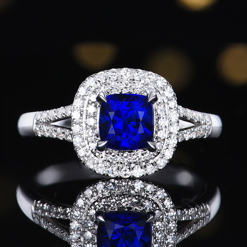 百搭气质款 主石1.16克拉 18K金 天然皇家蓝蓝宝石戒指