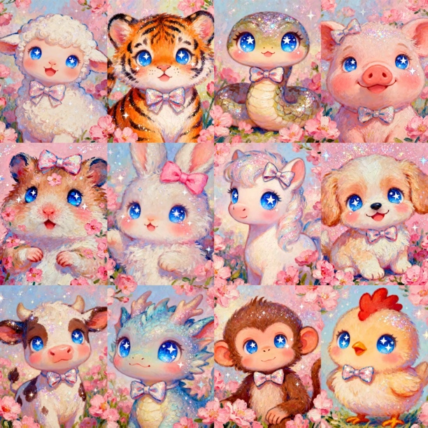 新疆长绒棉*十二生肖系列50*50大格四股线 十字绣（精准印花）