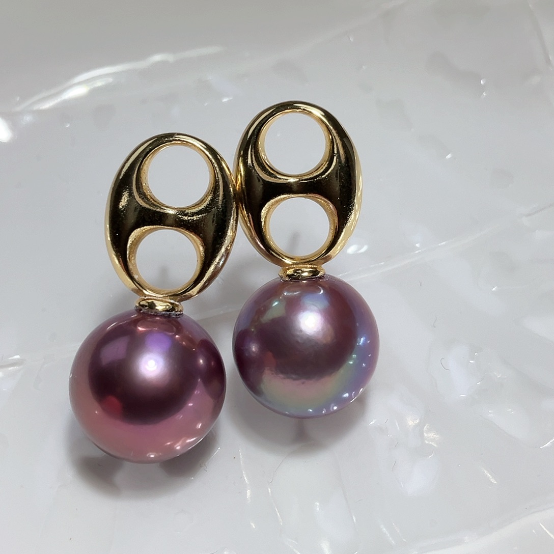 淡水珍珠耳饰银S925镶嵌