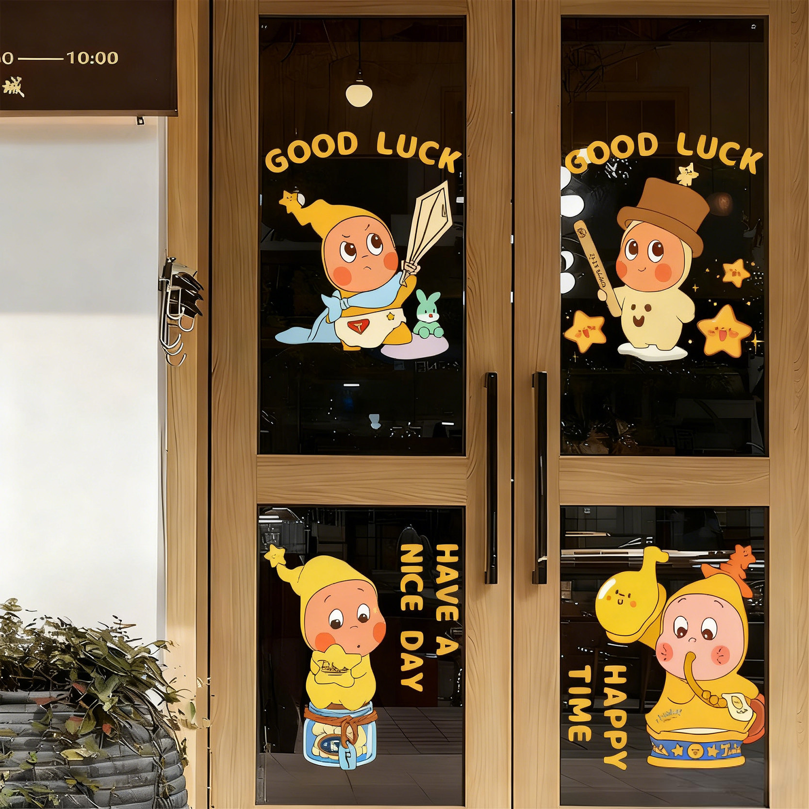 日常星星人系列4玻璃贴橱窗玻璃贴画店铺卡通装饰静电贴画