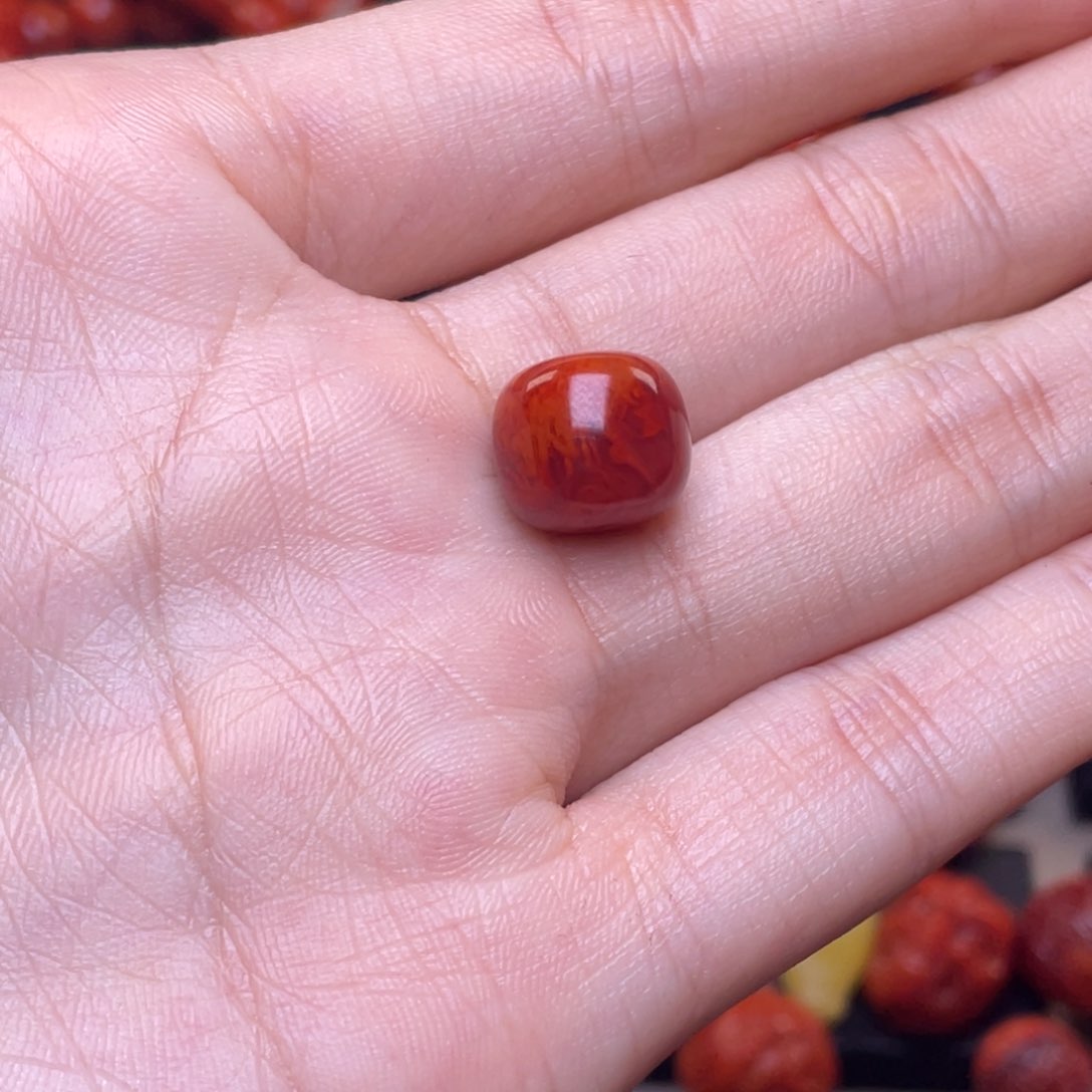 南红玛瑙其他未镶嵌花***月y11.7mm瓦西火焰纹老型单珠