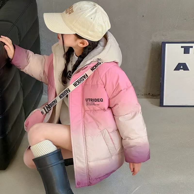 501097《现》韩版儿童休闲舒适洋气百搭时尚冬季保暖连帽羽绒服