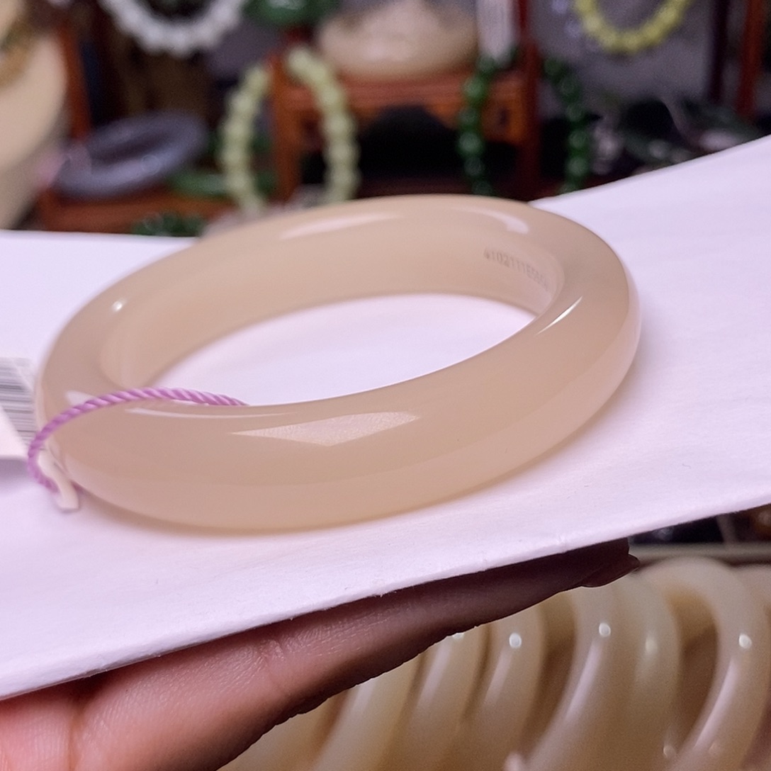 和田玉藕粉老料红粉收藏手镯56圈未镶嵌