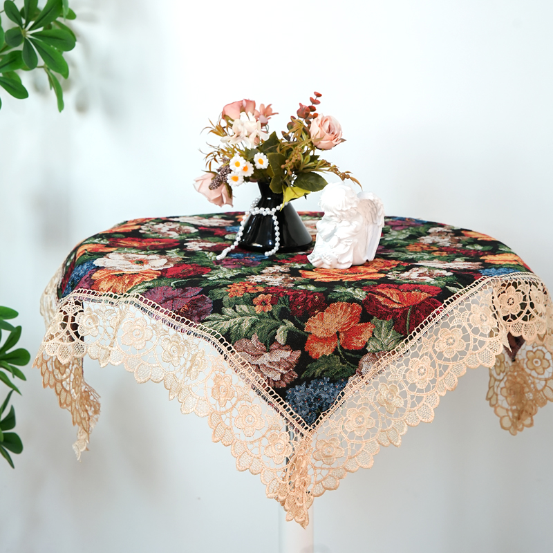 301-2（85cm方）百花棉麻万能小盖巾