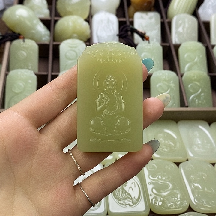 昆仑石双面观音牌