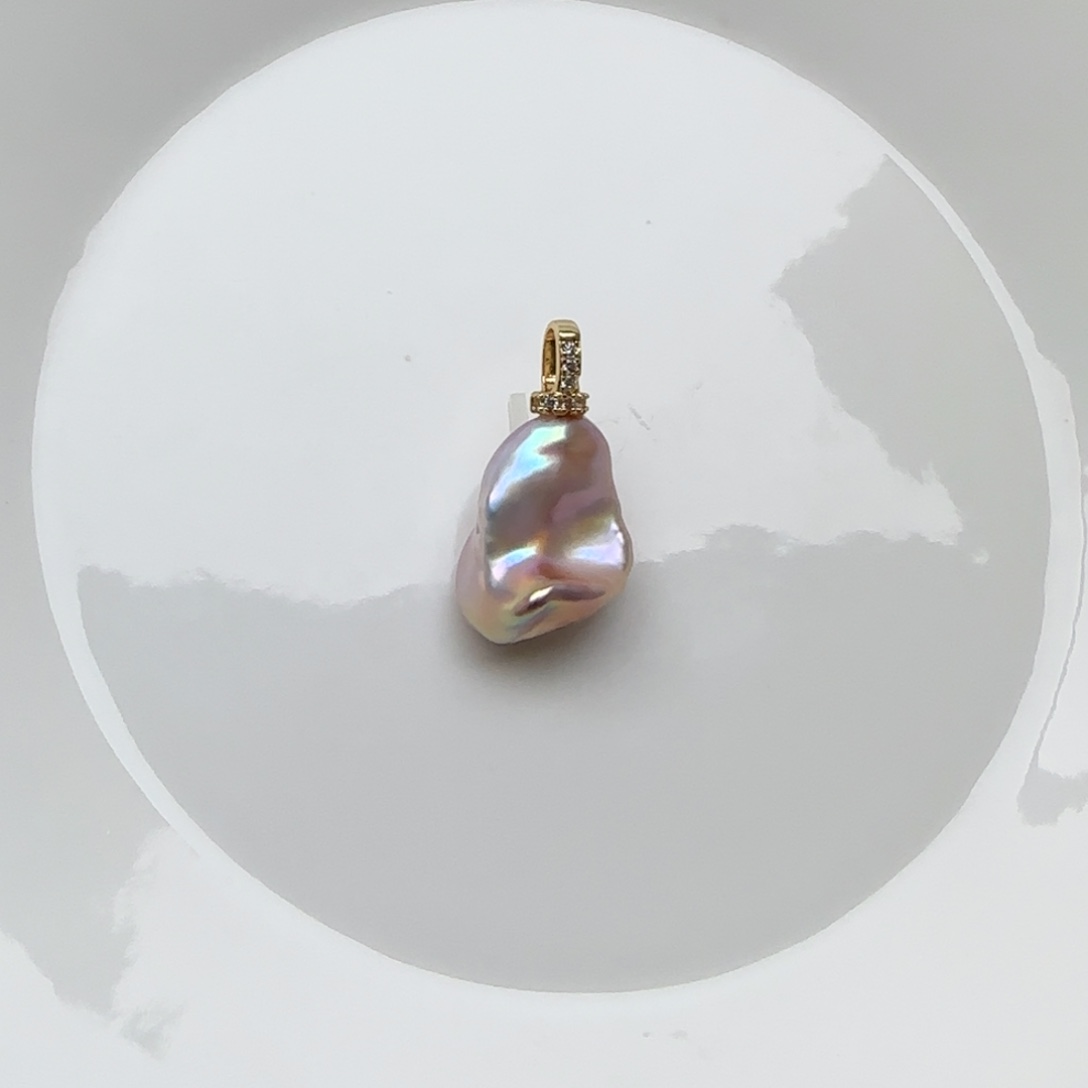 淡水珍珠银S925镶嵌吊坠(不含链)