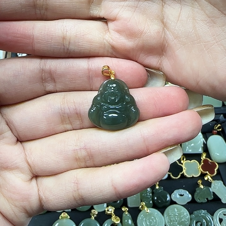 和田玉颈饰银S925镶嵌