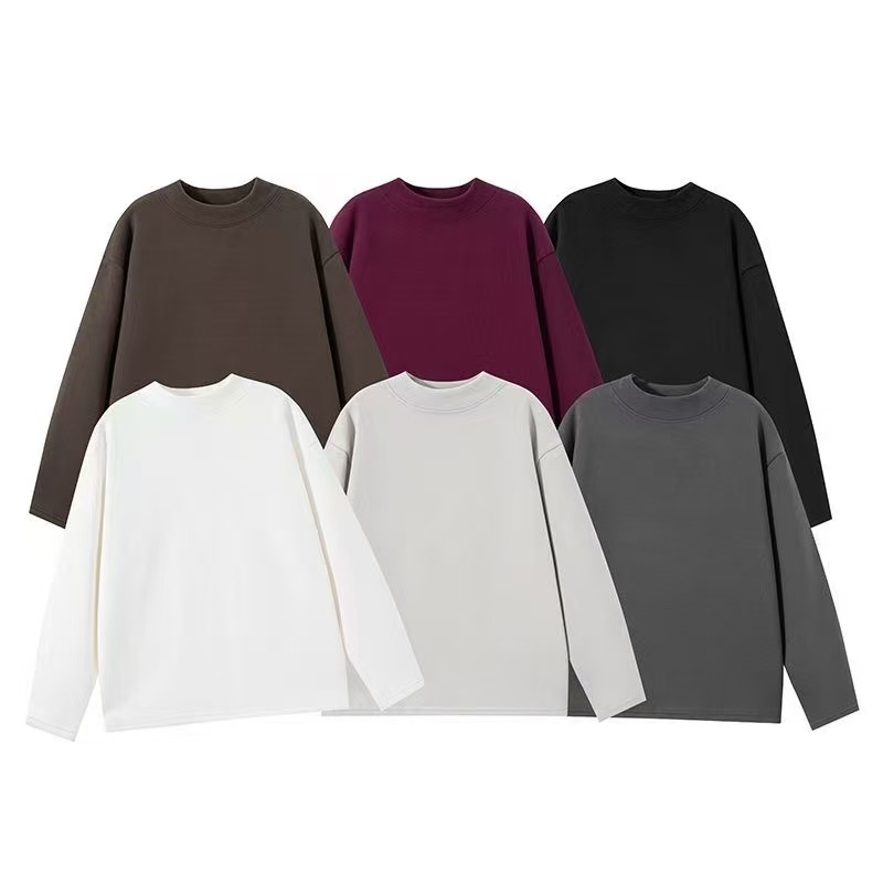 冬季加厚加绒半高领打底德绒男女宽松休闲保暖打底衫长袖-8888