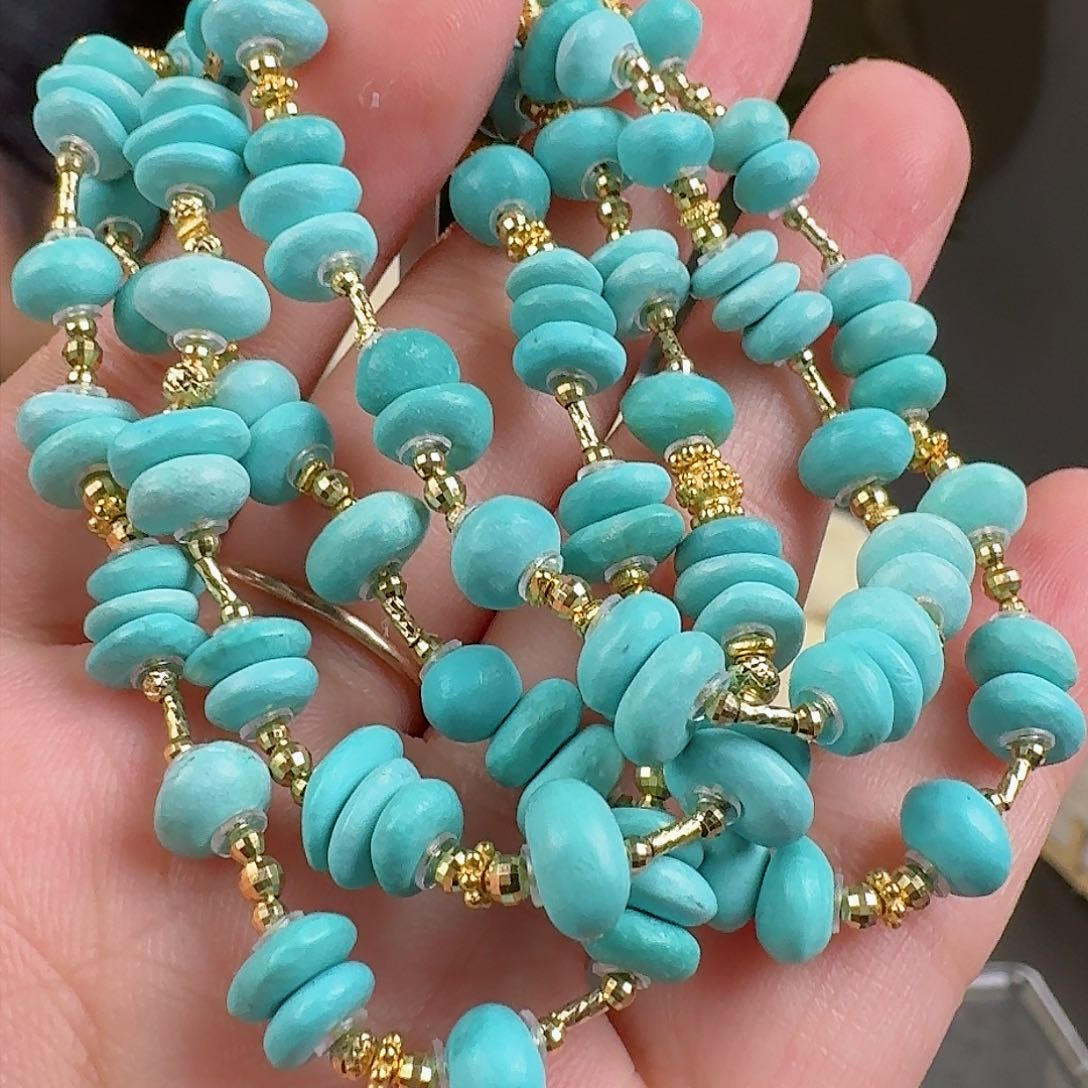 绿松石珠宝奇石18K金镶嵌