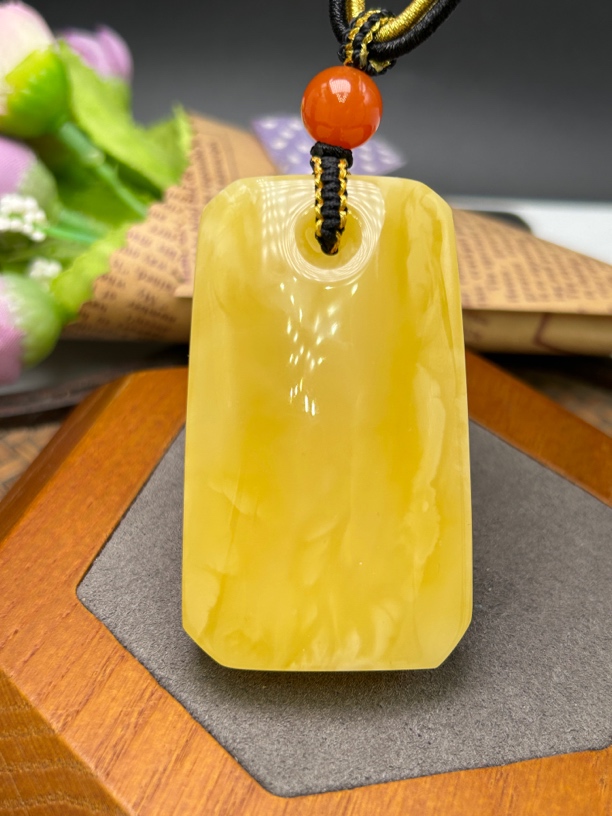 纯天然原矿俄料蜜蜡浓蜡鸡油黄精工气质百搭复古时尚经典精美黄色