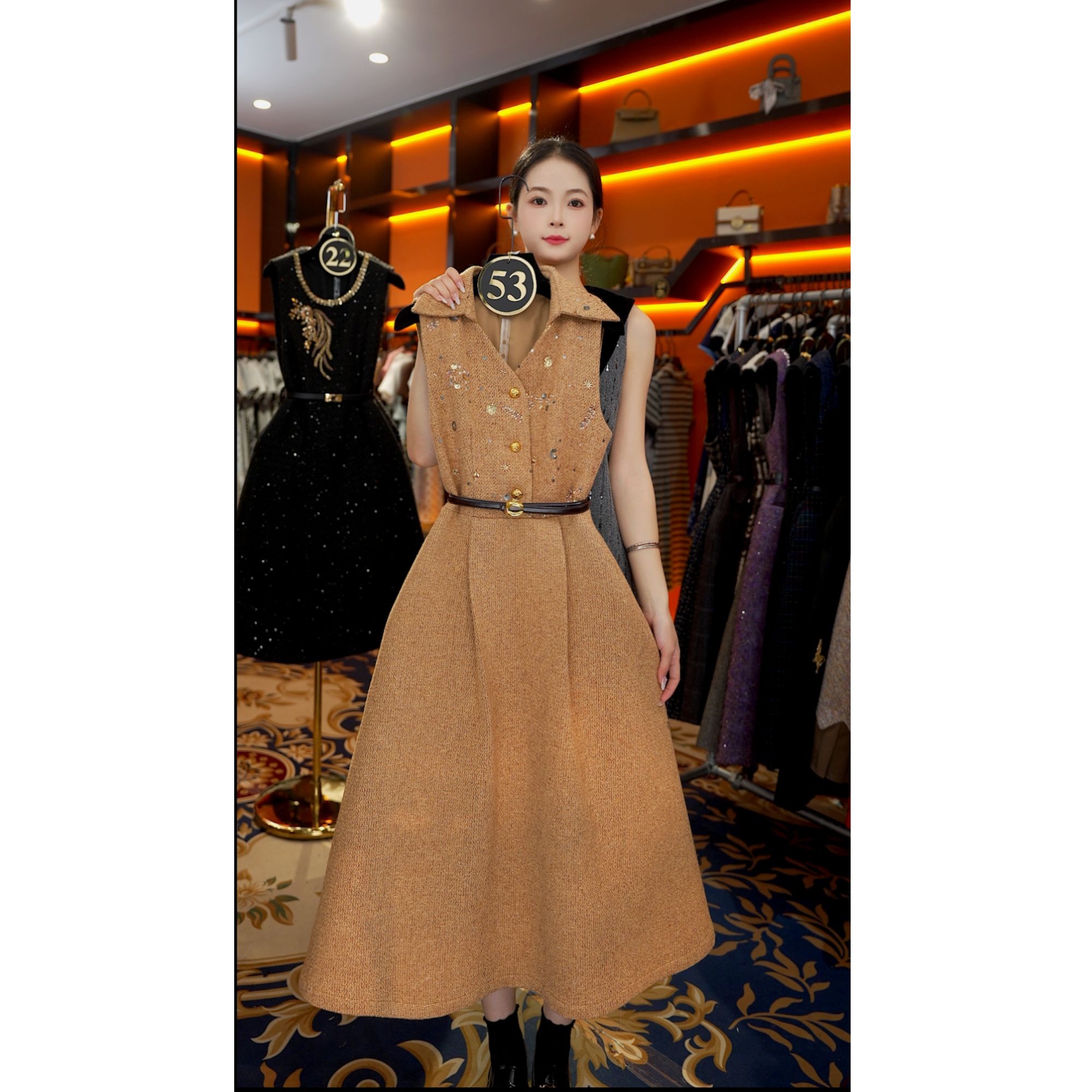 【宠粉价】赫本风轻奢美拉德气质无袖设计连衣裙NH-WX307