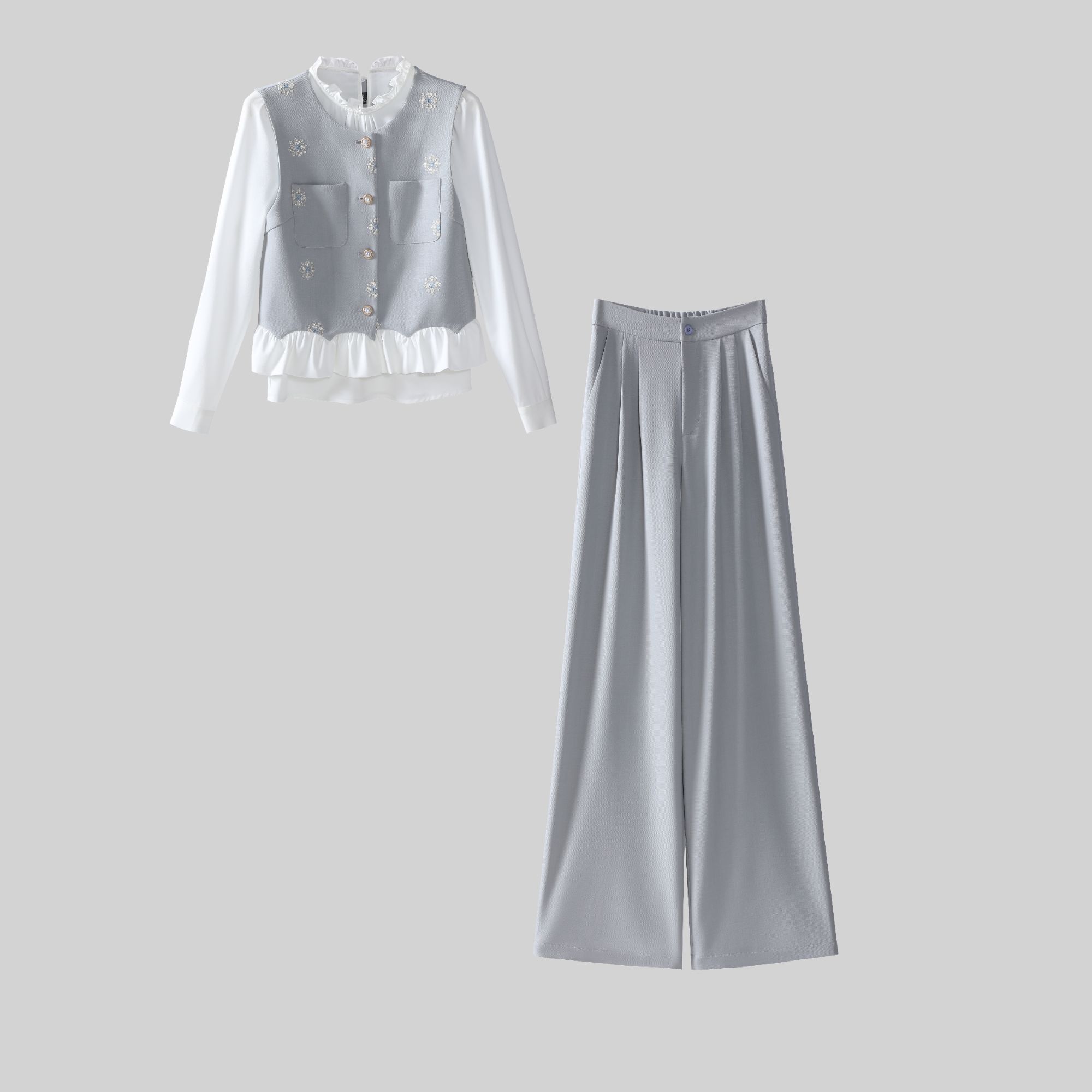 〈纪朵研〉1372女装衬衫复古时尚休闲风上衣夏季小众时尚套装