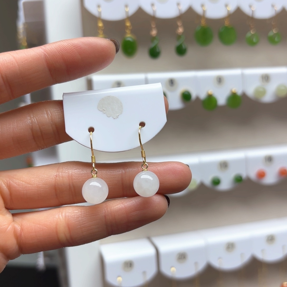 和田玉耳饰银S925镶嵌2