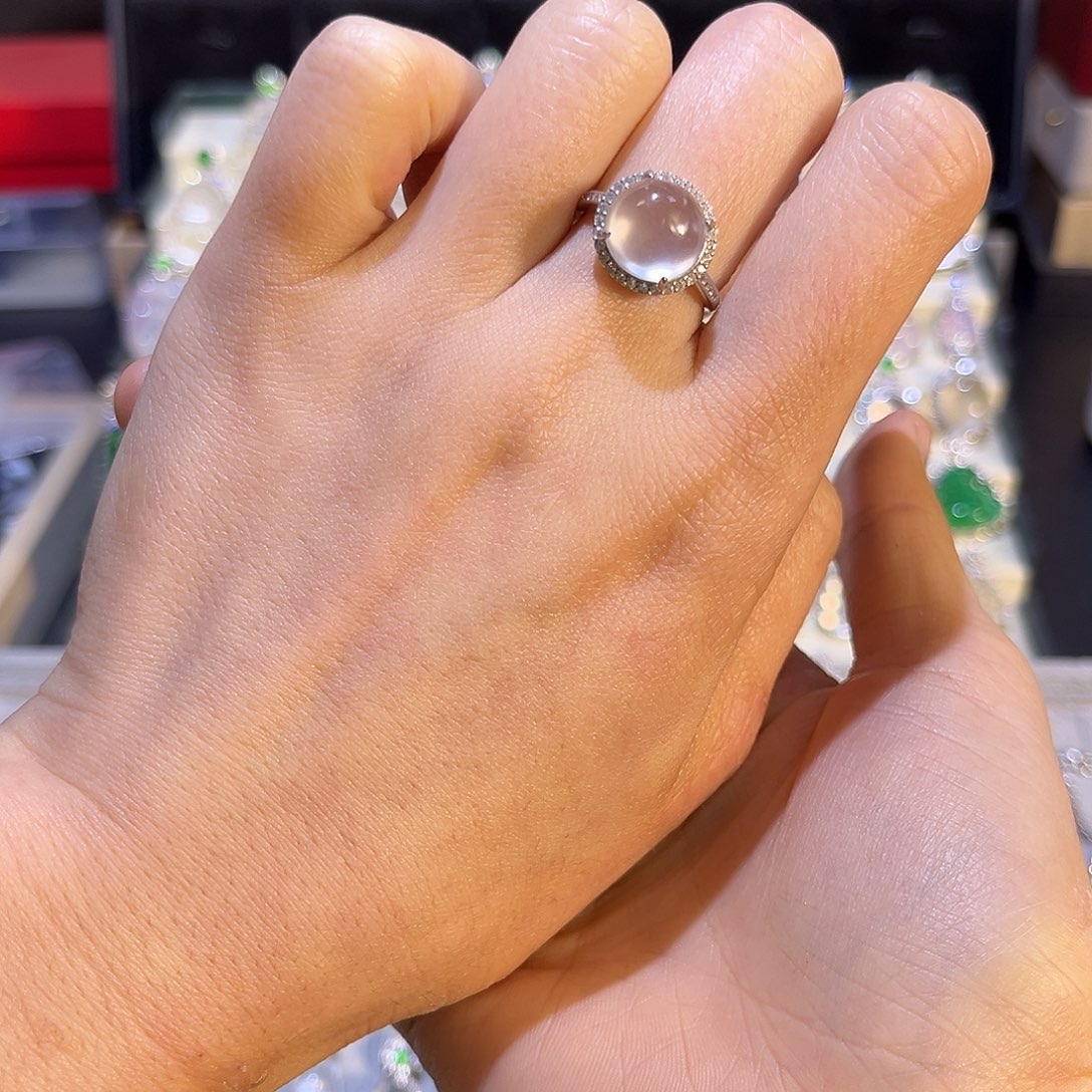 石英质玉戒指银S925镶嵌