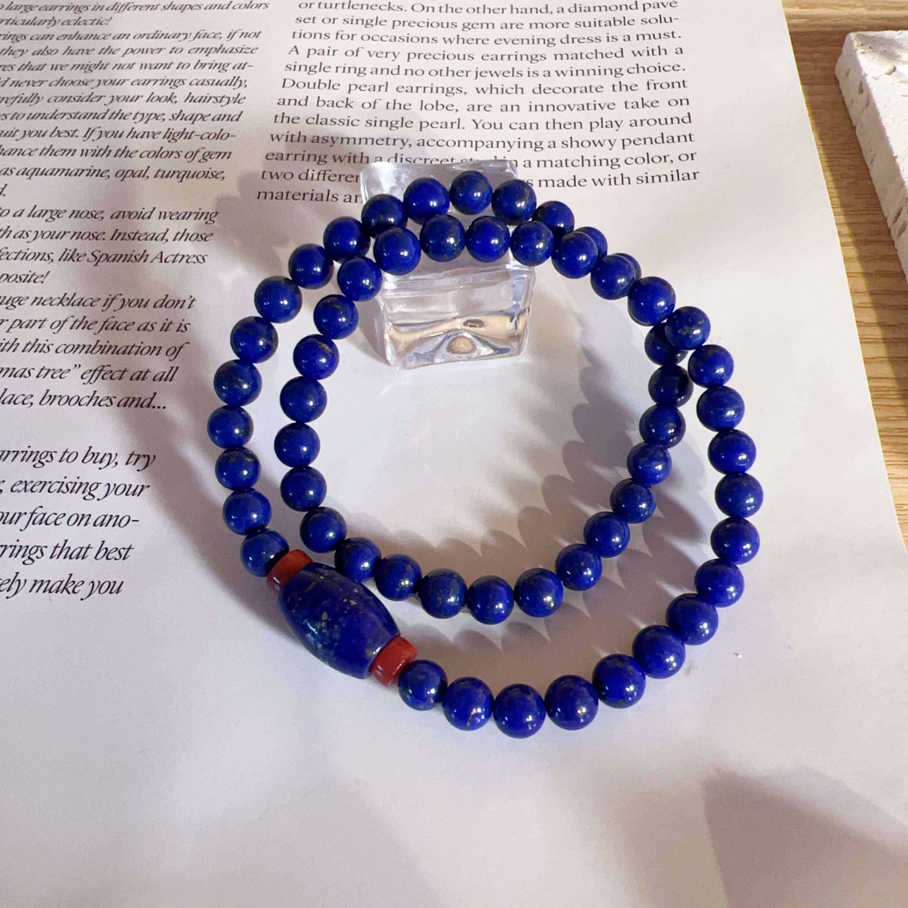 6mm+天然青金石南红双圈手串DIY多样性发一