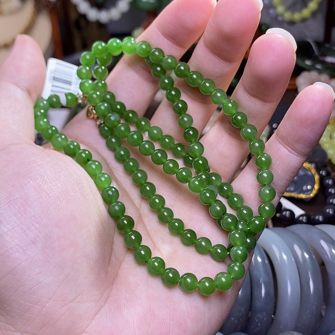 和田玉碧玉珠链未镶嵌