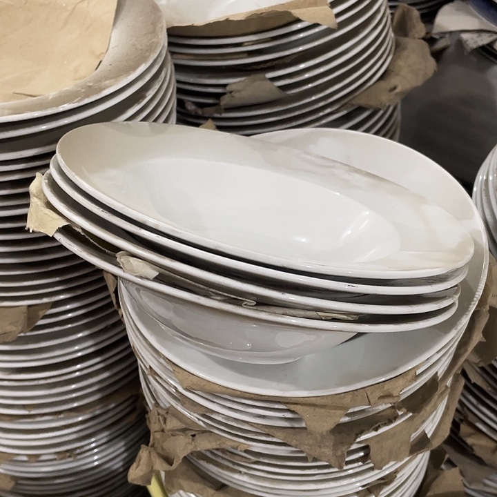 瓷片国营二厂草帽盘4个 口径23厘米