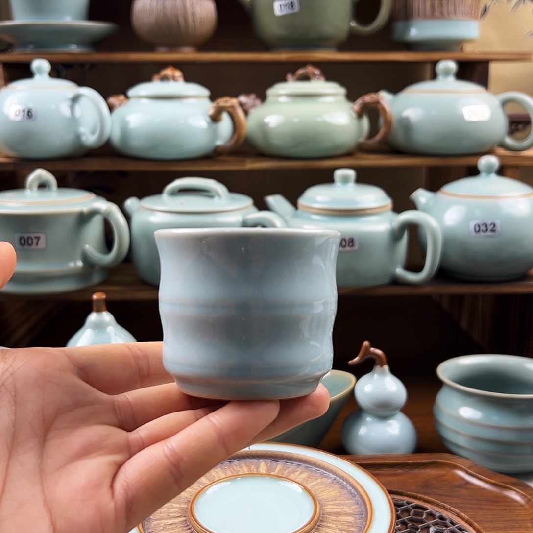 天青釉竹节杯福利价