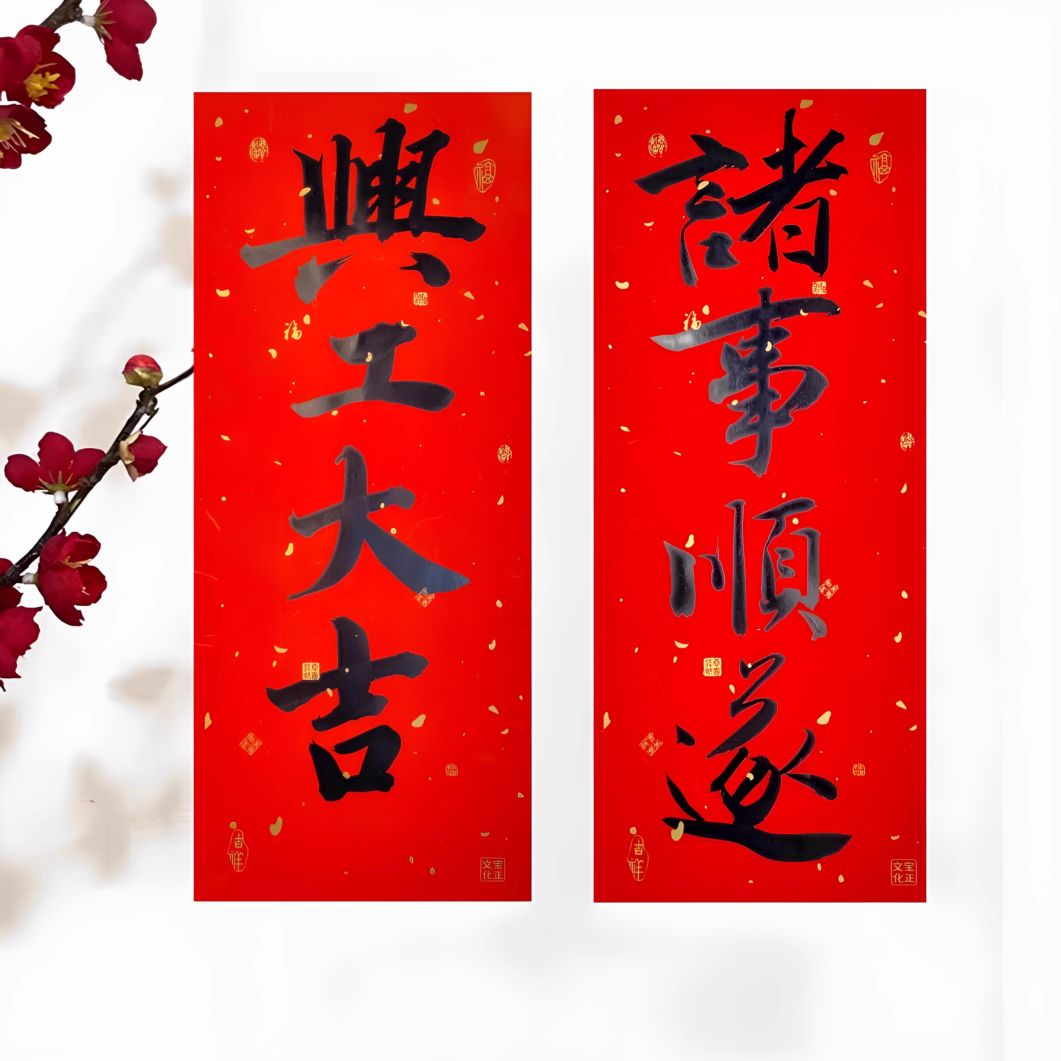 兴工大吉诸事顺遂门贴大吉挥春装修动工贴纸工地新屋手写小对联