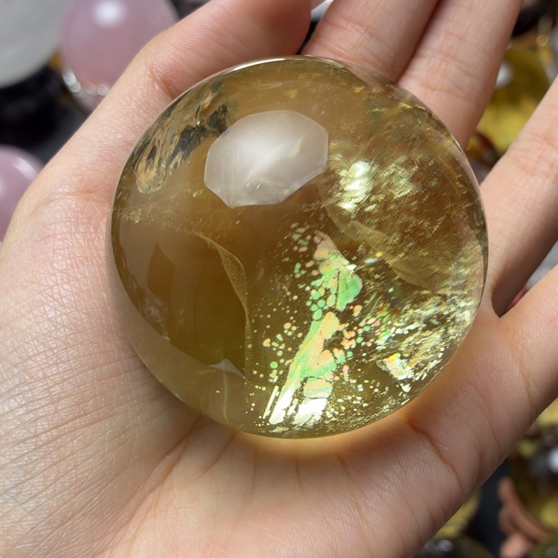 用***0黄晶珠宝半成品未镶嵌54.4mm