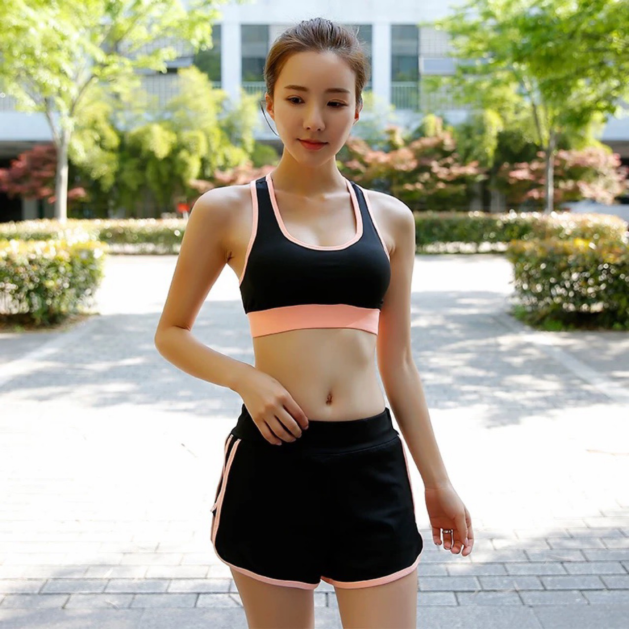 新款女士撞色裸感瑜伽美背