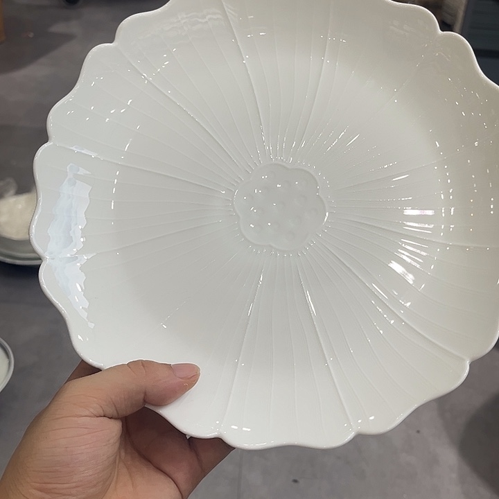 *****10寸白玉瓷莲心盘陶瓷