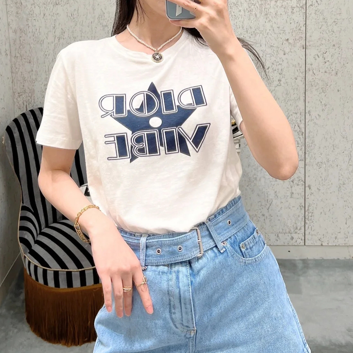 未使用 DIOR/迪奥 白色字母logo短袖T恤 S 223T19A4497 8830434