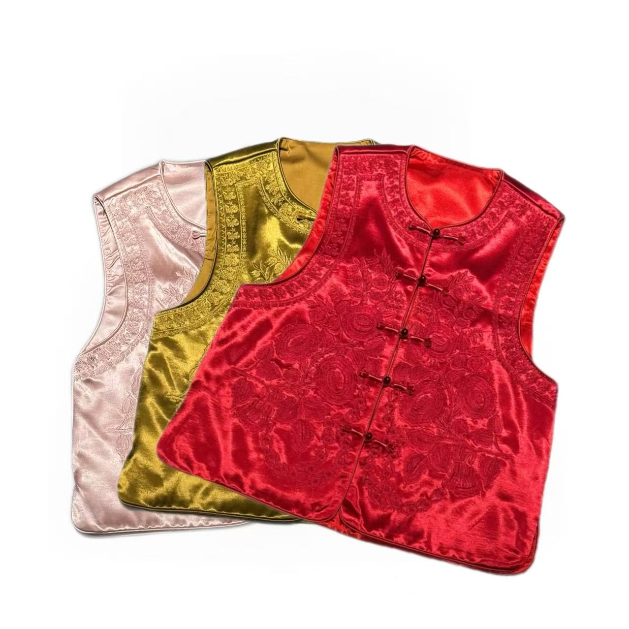 28661#冬季新款新中式《惊鸿一瞥》提花潮流气质百搭复古马甲