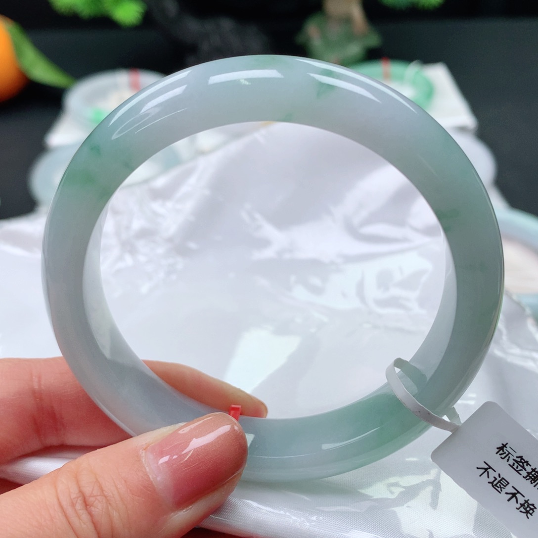 翡翠手镯未镶嵌57 58冰糯飘花