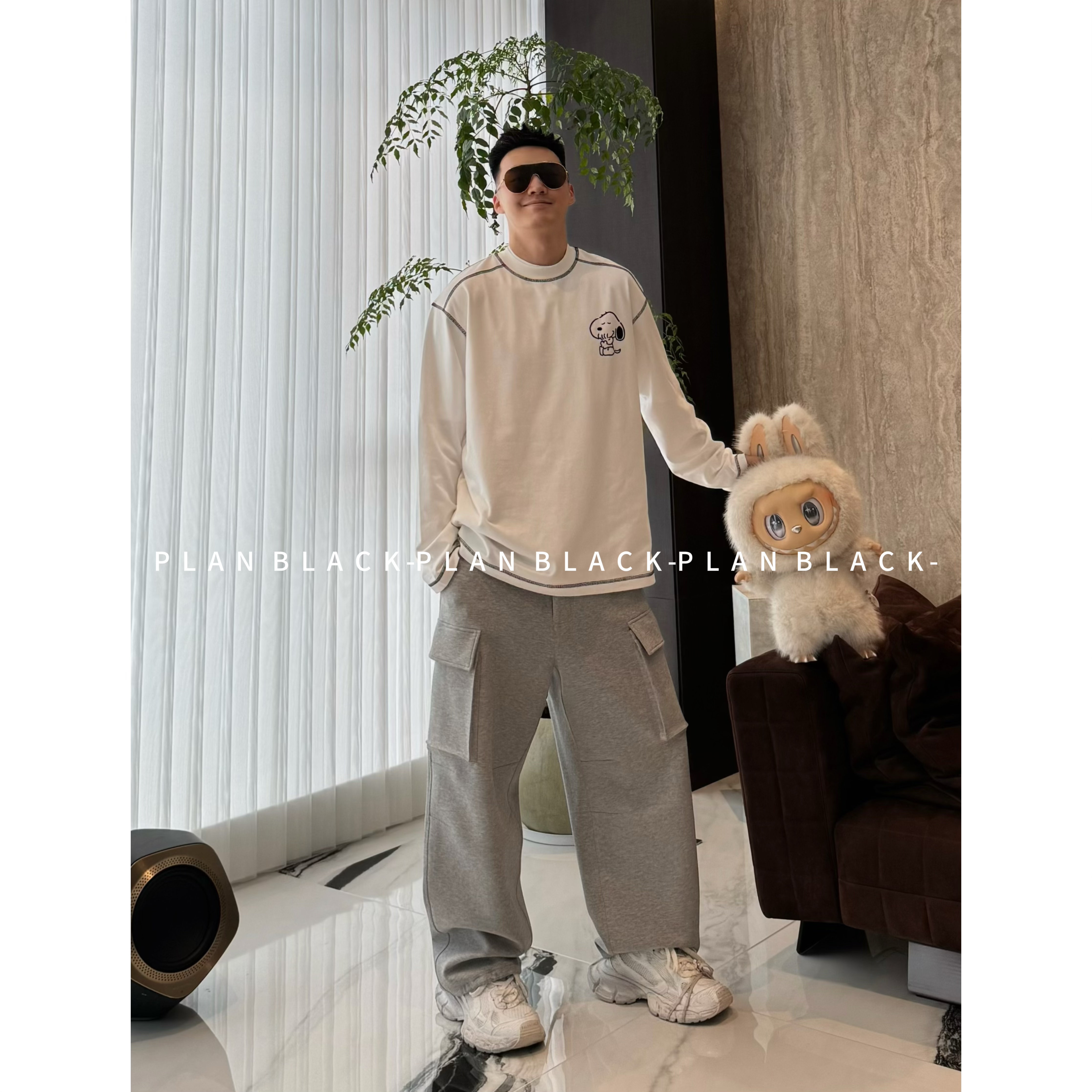 RICH陈发财【史努比tee/缝线】很韩很百搭！单穿打底松弛感T恤8078