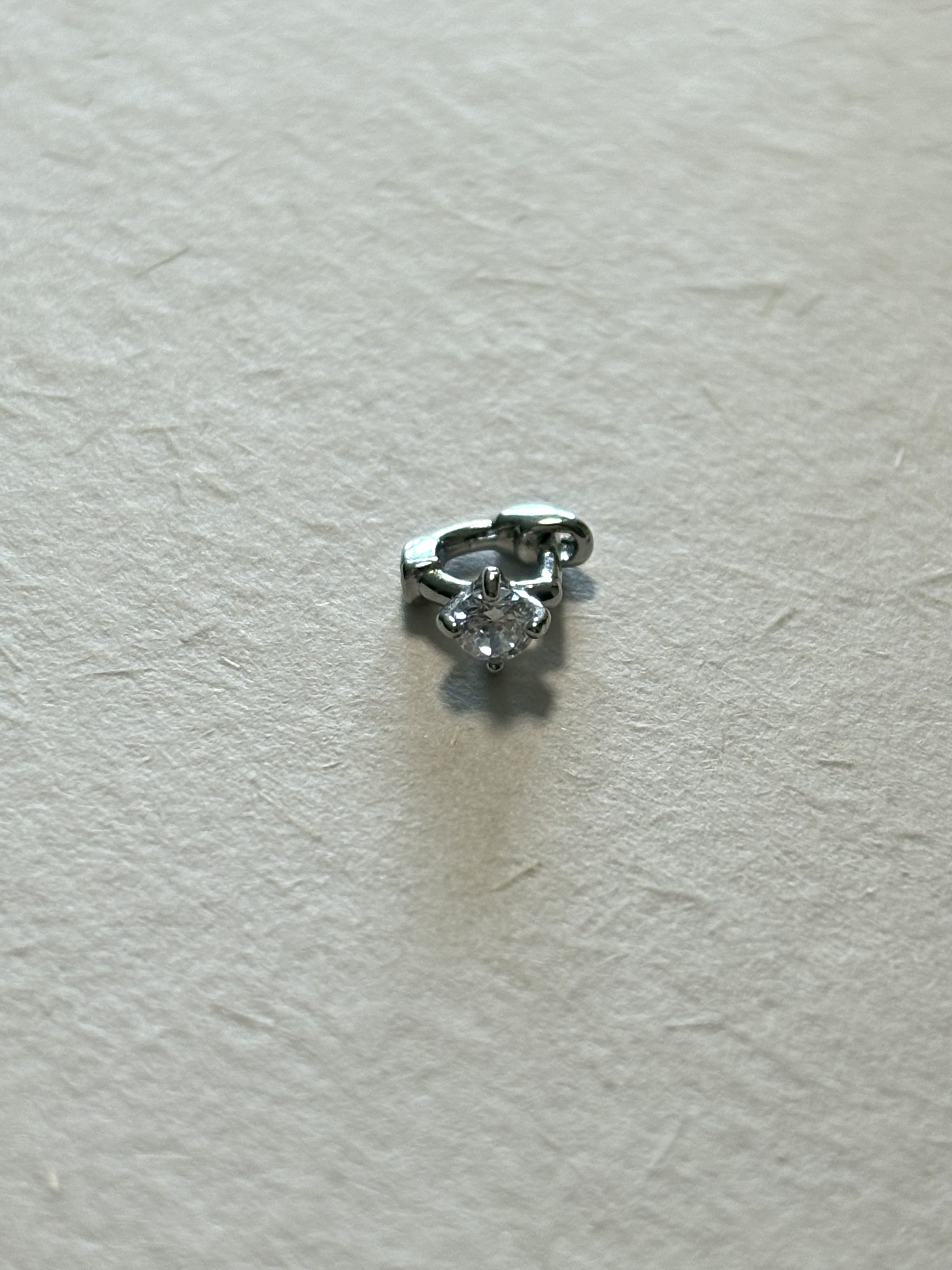 铜合金耳饰 D形锆石耳骨环3.5mm直针耳扣单个