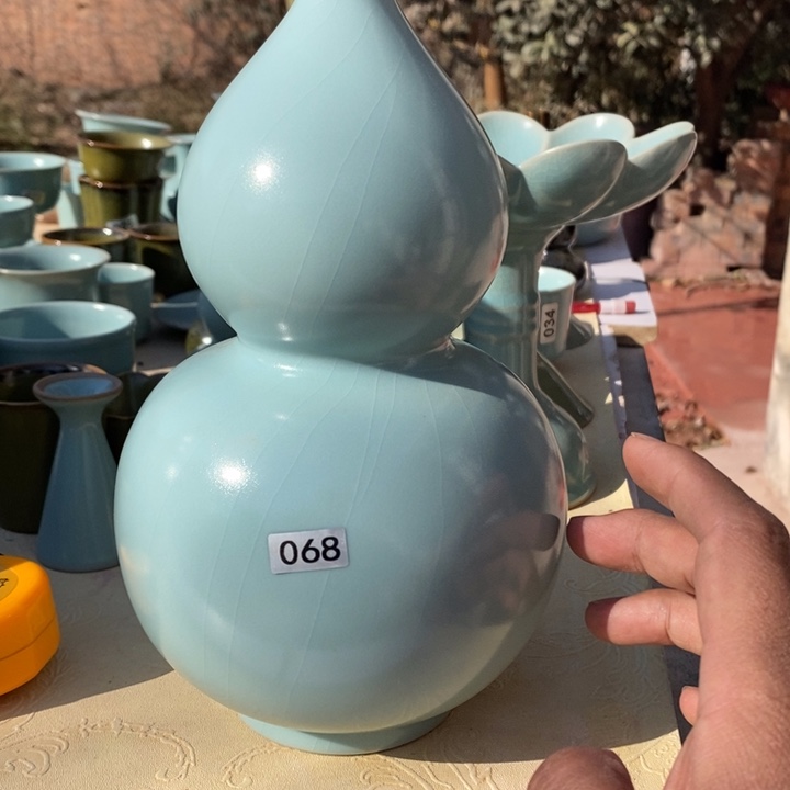 摆件车****心抱朴汝瓷仿古微瑕