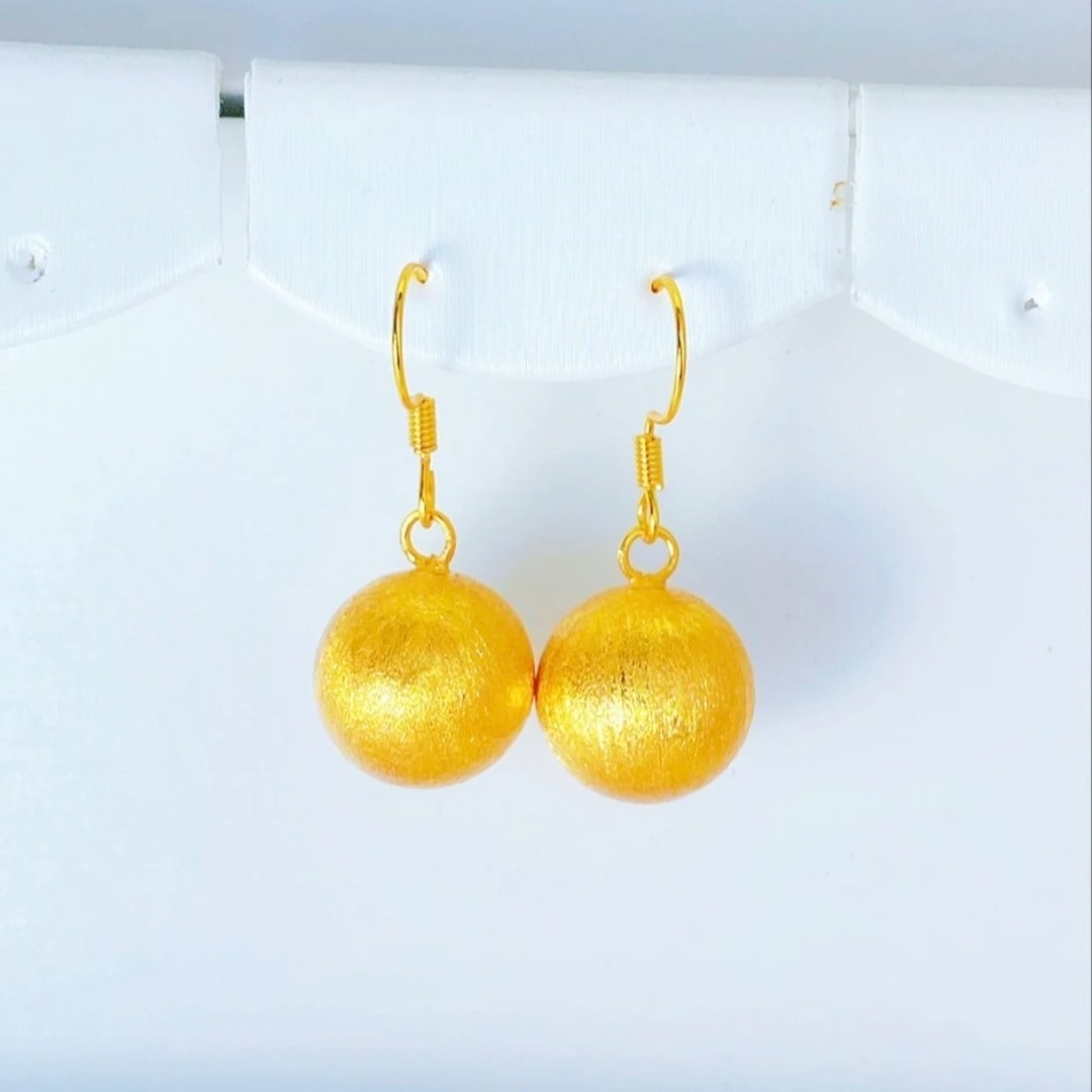 钛钢耳饰 【花丝金秋圆球耳钩】时尚百搭女款耳环饰品新款黄色气质
