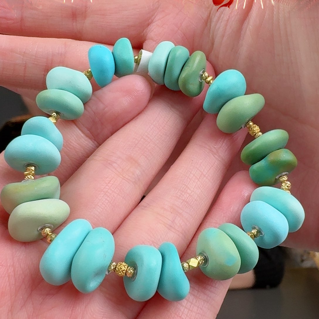 绿松石珠宝奇石18K金镶嵌P***y