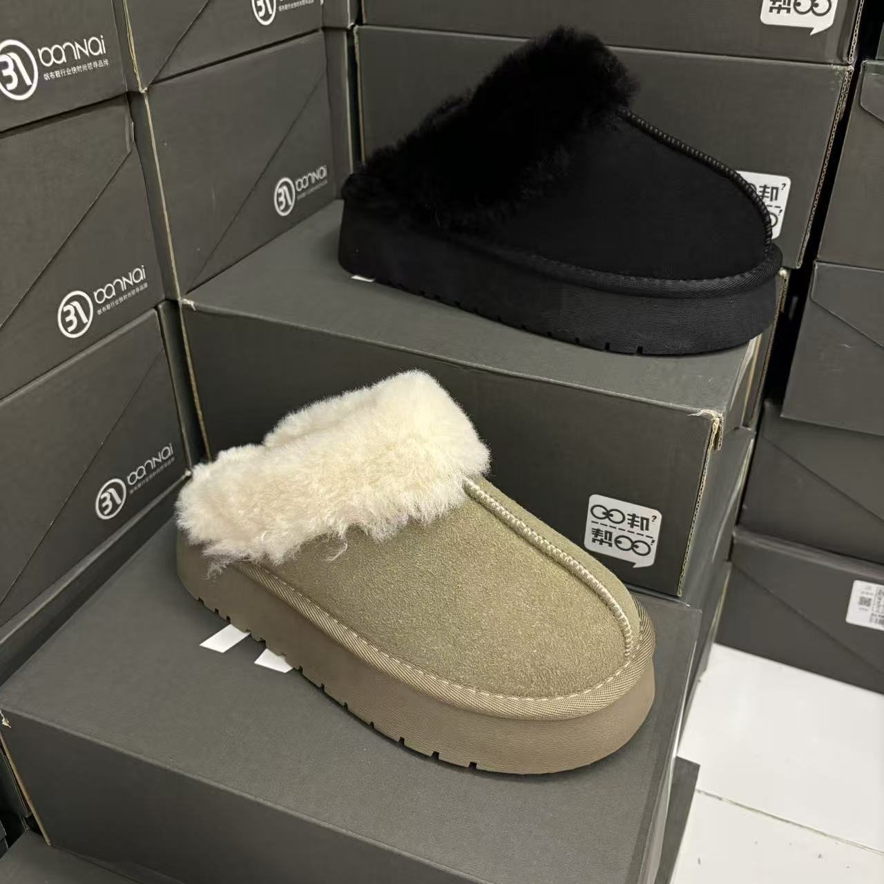 女士外穿新款冬季厚底包头毛毛拖鞋秋冬雪地靴棉鞋保暖03