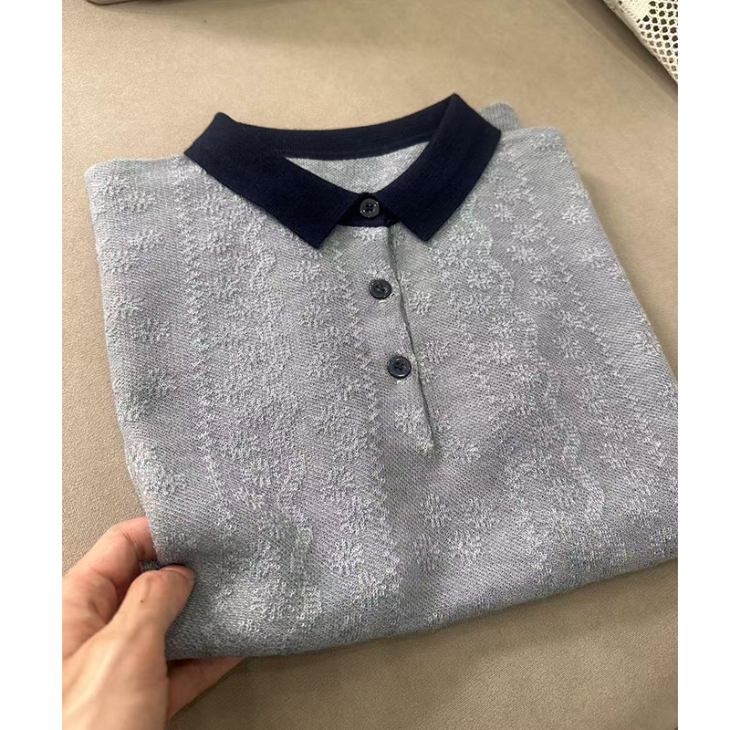 飞飞袖勾花方领针织衫女薄款夏季新款时尚洋气宽松休闲上衣套头