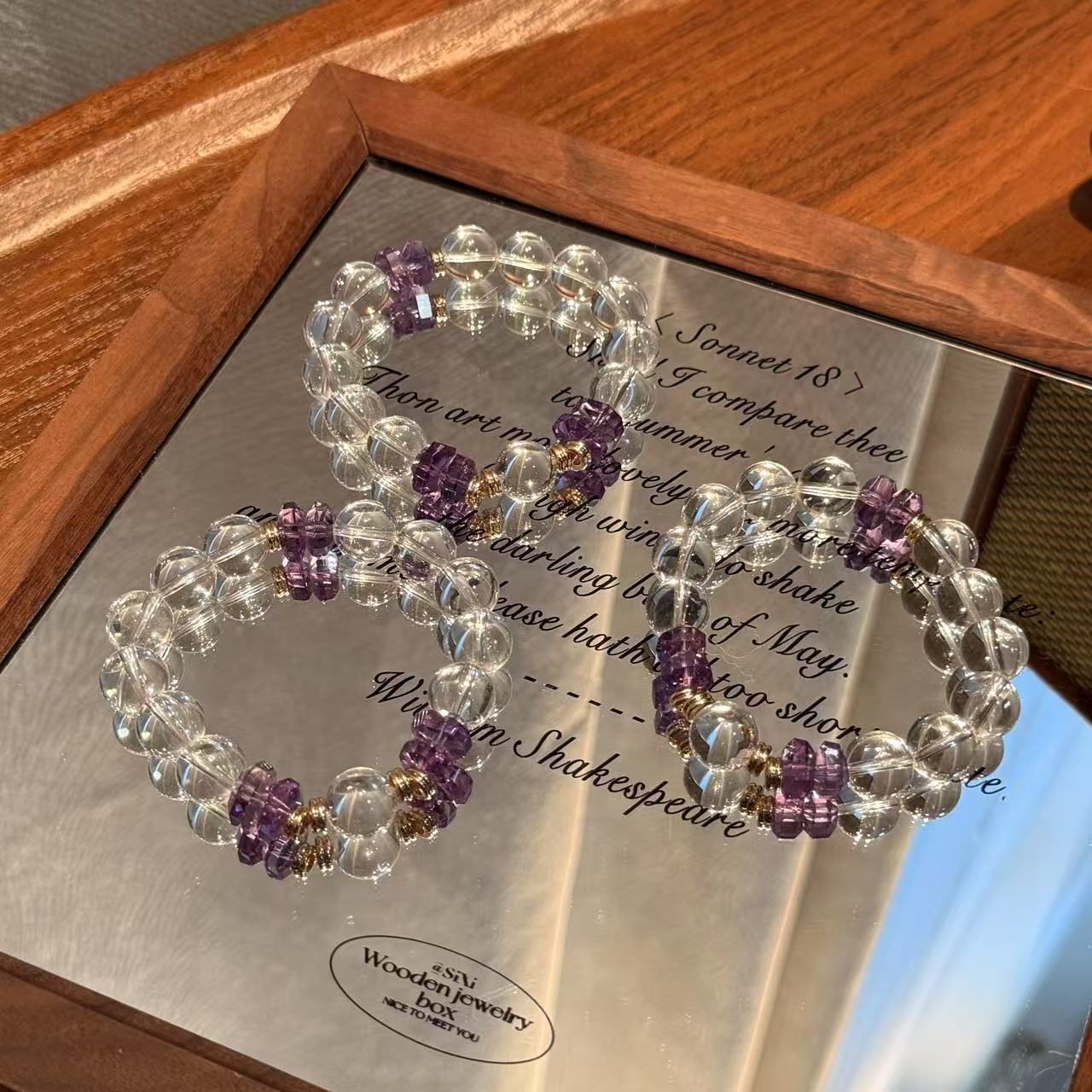 「白夜行」净体牛鼻孔白水晶紫水晶钻切手串手链 多样性发其一ZW738