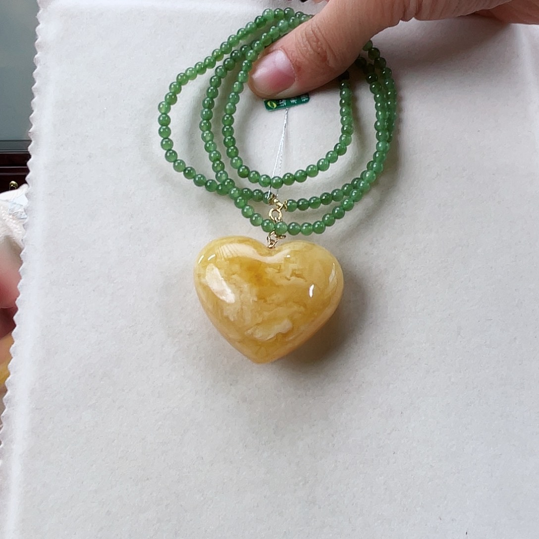 蜜蜡颈饰18K金镶嵌蜜蜡