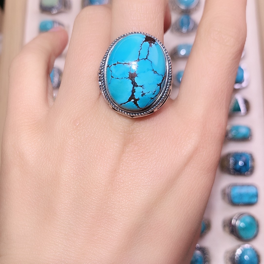 田***萓绿松石银S925镶嵌颈饰