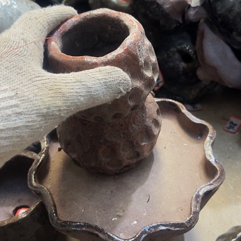 红陶粗陶花盆手工