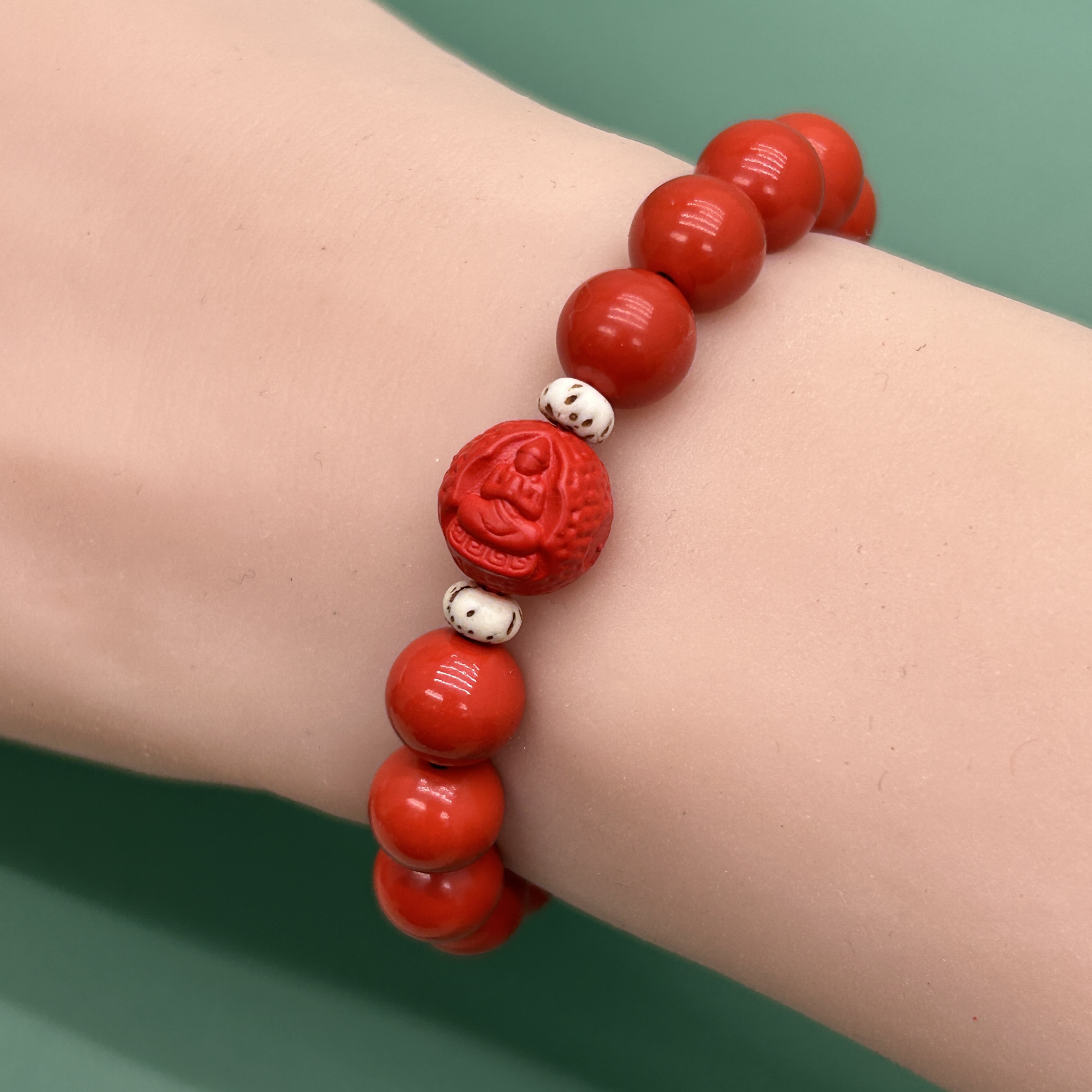 含辰砂工艺品含辰砂工艺品8MM无相佛红朱砂手串