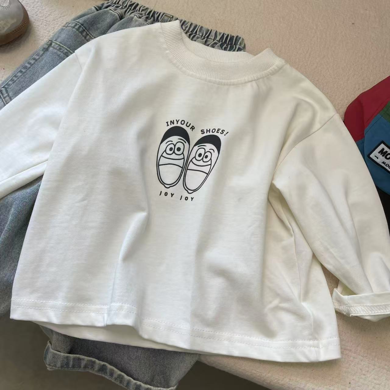 巨软萌可爱~韩版儿童全棉卡通T恤男女宝宝洋气宽松休闲百搭打底衫