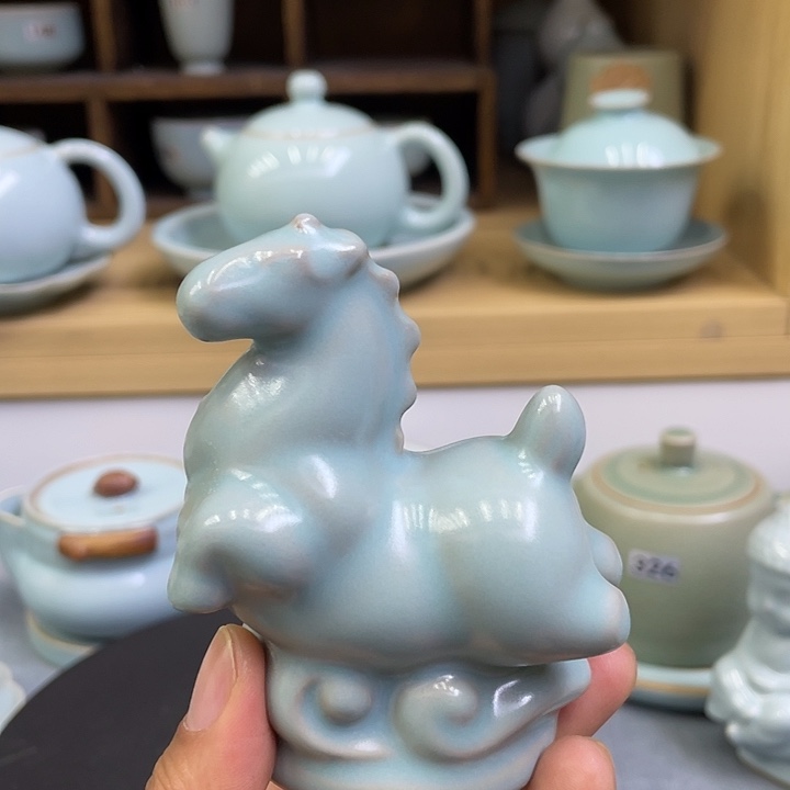 杯子陶瓷微瑕仿古马到成功