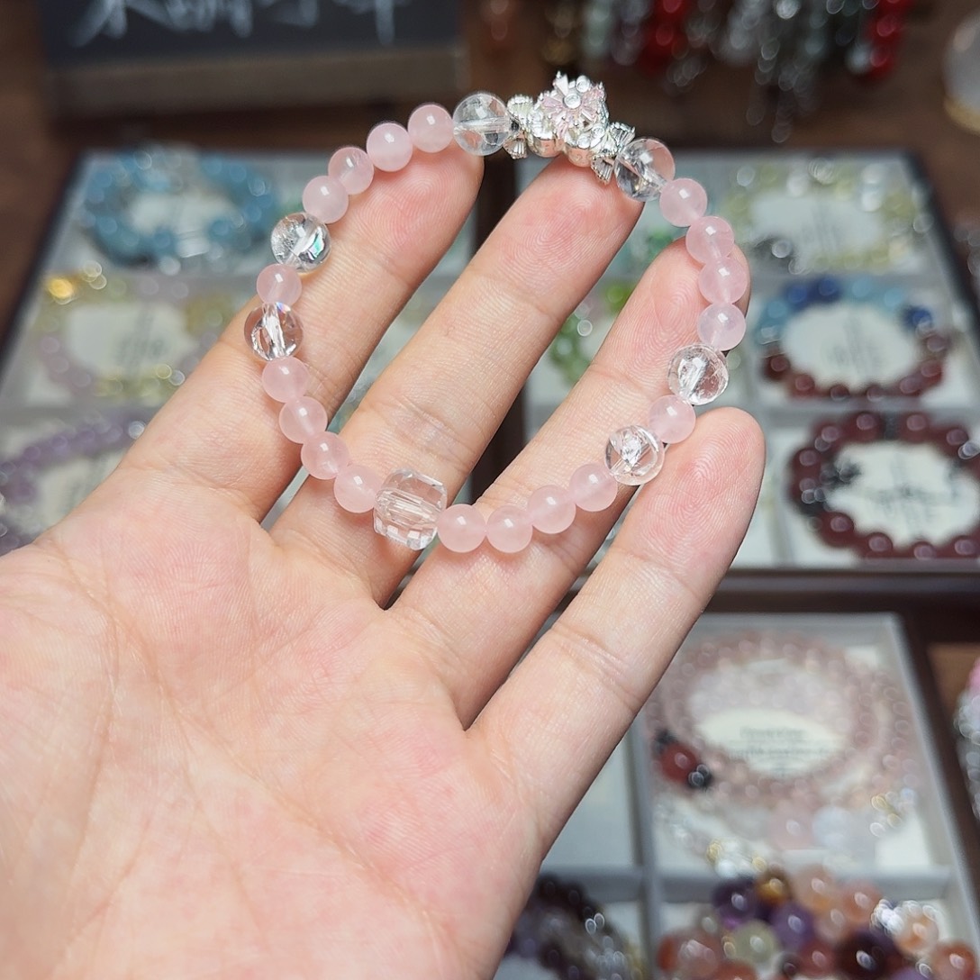 水晶手链合金粉水晶