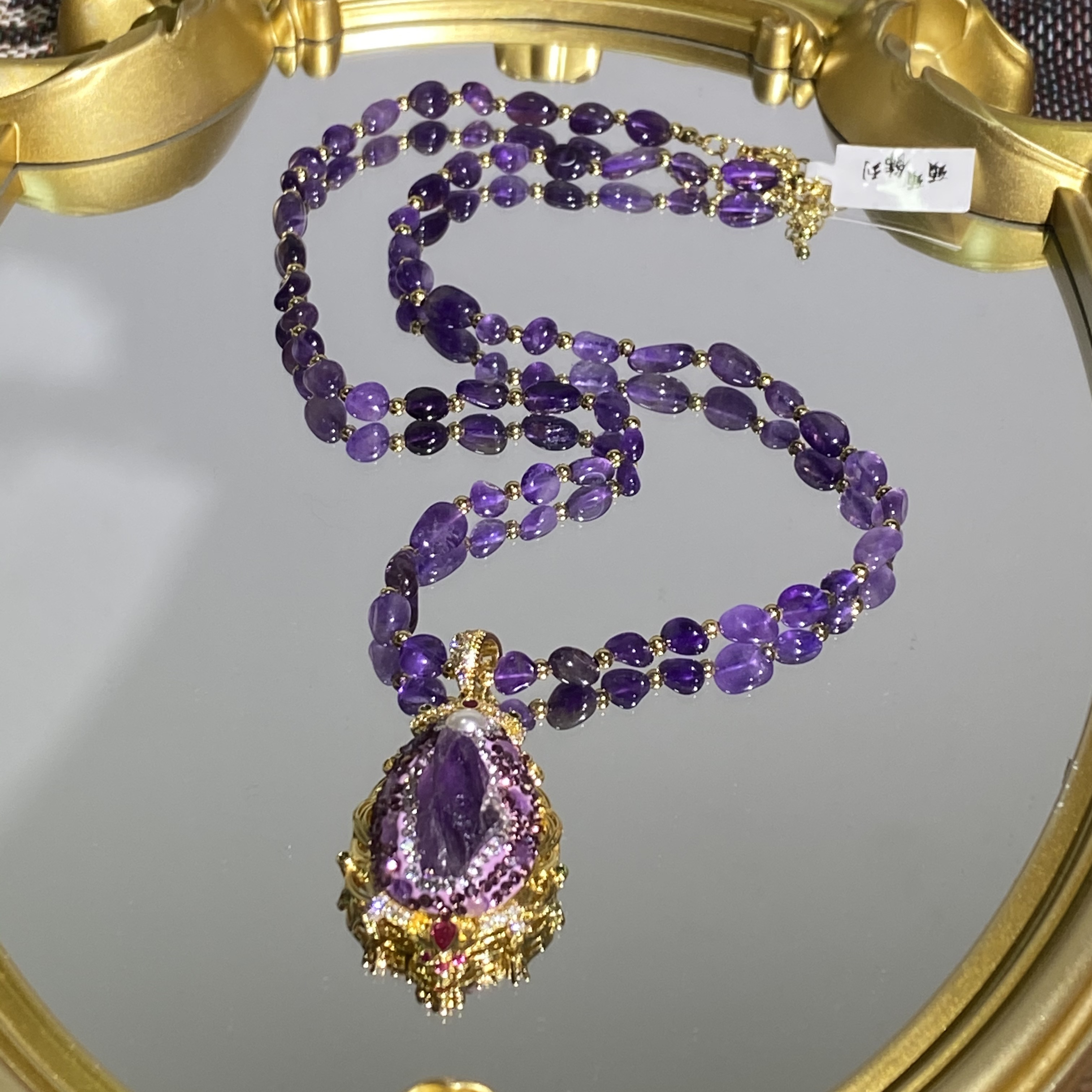 铜合金合成锆石 TTSD 紫色宫廷风气质轻奢女士毛衣链 1151