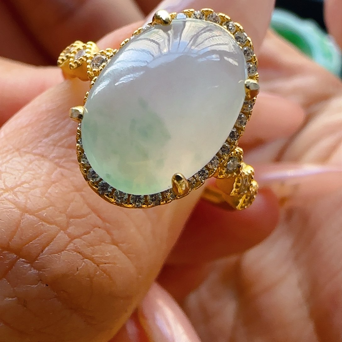 翡翠戒指银S925镶嵌翡翠240