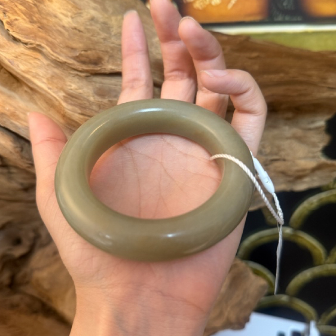 和田玉且末桃花粉手镯54-15.8-12.7