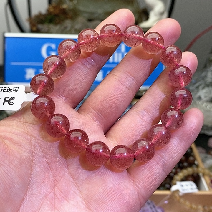 水晶手链未镶嵌鸽血红11+