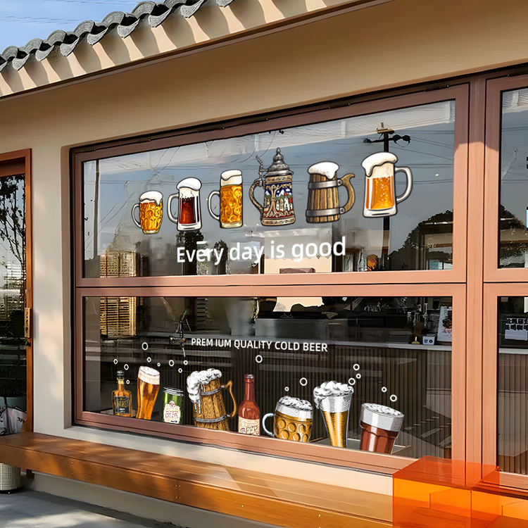 烧烤店酒吧酒水商超玻璃门自粘创意橱窗海报装饰贴画定制墙贴