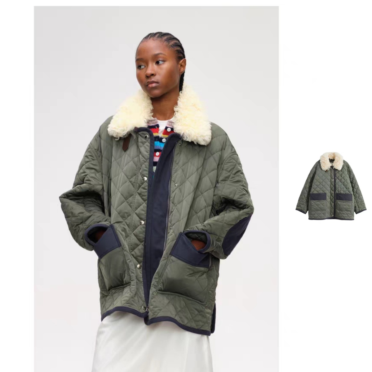 SHORT SENTENCE 短句   25秋冬新品翻领棉服毛领大衣羊羔绒